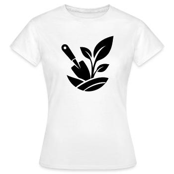 Pelle et plantes de jardinage - T-shirt Femme - blanc - Devant - AI Model Female 172 dark (172cm)