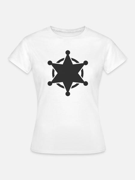 Sheriff-Abzeichenlinie Symbol Stern Polizeivollzugssymbo - Frauen T-Shirt - Weiß