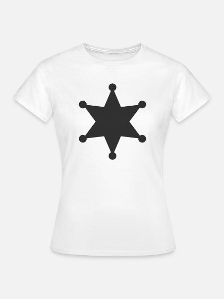 Sheriff-Abzeichen Solid-Ikone Stern Strafverfolgungs-Symb - Frauen T-Shirt - Weiß
