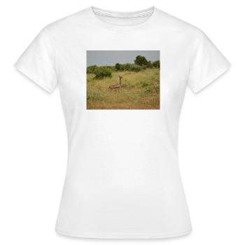 Cerfs dans l’herbe de la steppe - T-shirt Femme - blanc - Devant - AI Model Female 172 dark (172cm)
