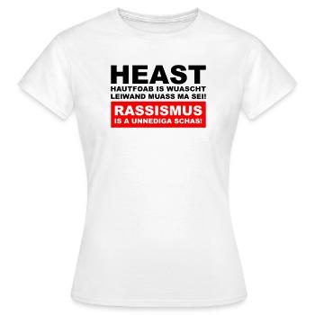 Hautfoab is wuascht - Anti-Rassismus Shirt im Wien - Frauen T-Shirt - Weiß - Vorne - AI Model Female 172 dark (172cm)