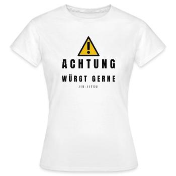 Achtung Jiu Jitsu Warnzeichen - Frauen T-Shirt - Weiß - Vorne - AI Model Female 172 dark (172cm)