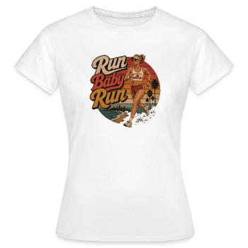 Run Baby Run – Retro Runner California - T-shirt Femme - blanc - Devant - AI Model Female 172 dark (172cm)