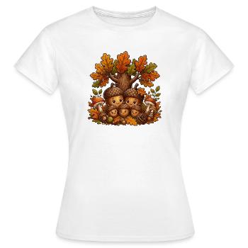 La famille des glands dans la forêt d’automne - T-shirt Femme - blanc - Devant - AI Model Female 172 dark (172cm)