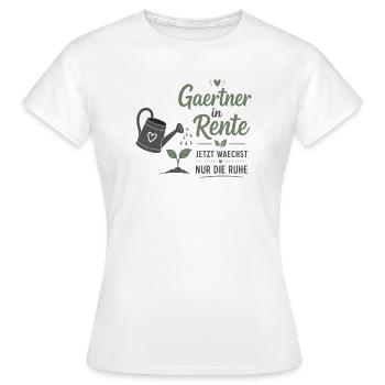 Gärtner in Rente – Gießkanne & Spruch – Geschenk - Frauen T-Shirt - Weiß - Vorne - AI Model Female 172 dark (172cm)