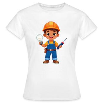 Petit électricien avec tournevis et lampe - T-shirt Femme - blanc - Devant - AI Model Female 172 dark (172cm)