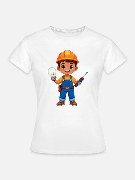 Kleiner Elektriker mit Schraubenzieher & Lampe - Frauen T-Shirt - Weiß