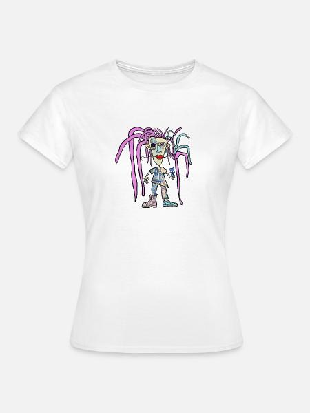 Pastell-Tentakelheld Patchwork - Frauen T-Shirt - Weiß