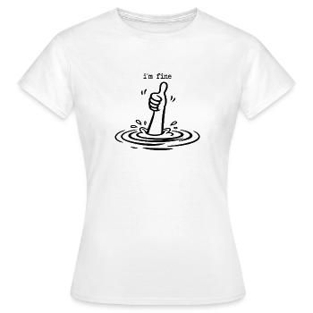 Je vais bien, drôle, pouce levé Pouce en l’air Noir Un t-shirt d’humour noir - T-shirt Femme - blanc - Devant - AI Model Female 172 dark (172cm)