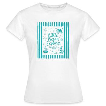 Tortue Petit Explorateur de l’Océan - T-shirt Femme - blanc - Devant - AI Model Female 172 dark (172cm)