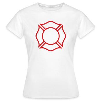 Symbole de sécurité du badge de ligne croisée maltais des pompiers - T-shirt Femme - blanc - Devant - AI Model Female 172 dark (172cm)
