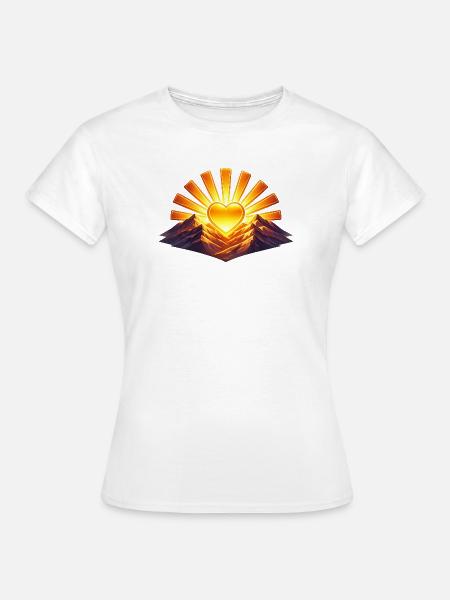 Sonnenherz am Bergkamm - Frauen T-Shirt - Weiß