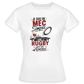 Rugby Et Apéro Cadeau Homme Humour Rugby - T-shirt Femme - blanc - Devant - AI Model Female 172 dark (172cm)