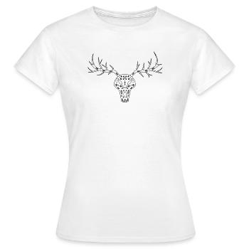 Crâne de cerf - motifs noirs - T-shirt Femme - blanc - Devant - AI Model Female 172 dark (172cm)
