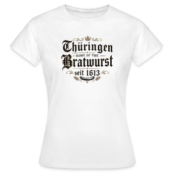 Thüringen Bratwurst Heritage 1613 - Frauen T-Shirt - Weiß - Vorne - AI Model Female 172 dark (172cm)