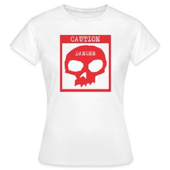 Attention Danger Signal d’avertissement crâne - T-shirt Femme - blanc - Devant - AI Model Female 172 dark (172cm)