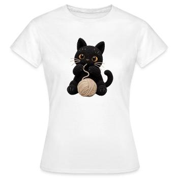 Crochet Chat Noir Crochet Chaton Tricote - T-shirt Femme - blanc - Devant - AI Model Female 172 dark (172cm)