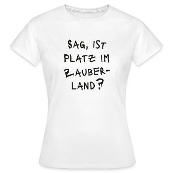 SAG, IST PLATZ IM ZABERLAND ? - Grafitti schwarz - Frauen T-Shirt - Weiß - Vorne - AI Model Female 172 dark (172cm)