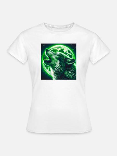 Wolf heult zum Vollmond - Frauen T-Shirt - Weiß