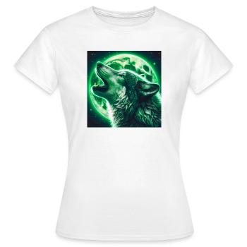 Le loup hurle à la pleine lune - T-shirt Femme - blanc - Devant - AI Model Female 172 dark (172cm)