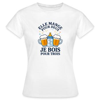 Elle Mange Pour Deux Je Bois Pour Trois - T-shirt Femme - blanc - Devant - AI Model Female 172 dark (172cm)
