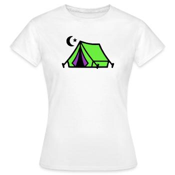 Camping Tent Moon Graphic - T-shirt Femme - blanc - Devant - AI Model Female 172 dark (172cm)