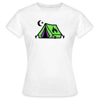 Icône du Festival du feu de camp de la tente - T-shirt Femme - blanc - Devant - AI Model Female 172 dark (172cm)
