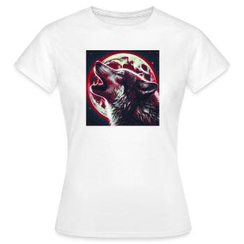 Le loup hurle à la pleine lune - T-shirt Femme - blanc - Devant - AI Model Female 172 dark (172cm)