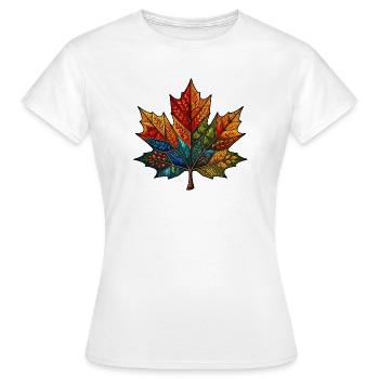 Kaléidoscope Feuille d’Automne - T-shirt Femme - blanc - Devant - AI Model Female 172 dark (172cm)