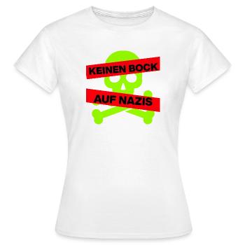 KEINEN BOCK AUF NAZIS, NO NZS, NO AFD, SKULL GRÜN - Frauen T-Shirt - Weiß - Vorne - AI Model Female 172 dark (172cm)