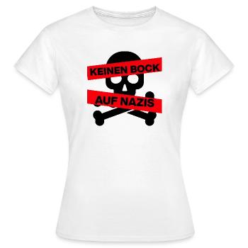KEINEN BOCK AUF NAZIS, NO NZS, NO AFD, SCHWARZ - Frauen T-Shirt - Weiß - Vorne - AI Model Female 172 dark (172cm)