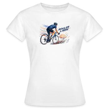 Rouler Libre: Cycliste en Flux - T-shirt Femme - blanc - Devant - AI Model Female 172 dark (172cm)