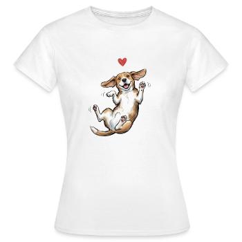 Cadeau pour chien Corgi Happy Heart - T-shirt Femme - blanc - Devant - AI Model Female 172 dark (172cm)