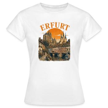  Vintage Erfurt Skyline historische Straßenansicht - Frauen T-Shirt - Weiß - Vorne - AI Model Female 172 dark (172cm)