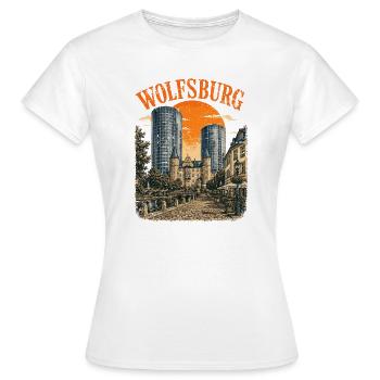Vintage Wolfsburg Skyline historisches Wolfsburg - Frauen T-Shirt - Weiß - Vorne - AI Model Female 172 dark (172cm)