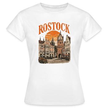  Vintage Rostock Skyline historische - Frauen T-Shirt - Weiß - Vorne - AI Model Female 172 dark (172cm)