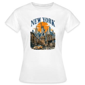 Vintage USA New York City Skyline NEW-YORK - T-shirt Femme - blanc - Devant - AI Model Female 172 dark (172cm)