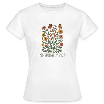Pensioner 2027 Wildflowers with butterflies - Women's T-Shirt - white - Front - AI Model Female 172 dark (172cm)