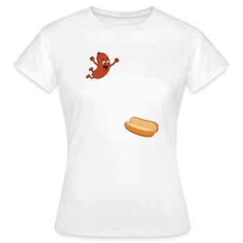 Hot-dog saute dans le pain – Hot-dog pour le 4 juillet - T-shirt Femme - blanc - Devant - AI Model Female 172 dark (172cm)