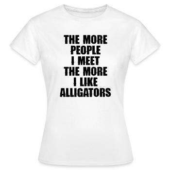 Plus je rencontre de gens – plus j’aime A - T-shirt Femme - blanc - Devant - AI Model Female 172 dark (172cm)