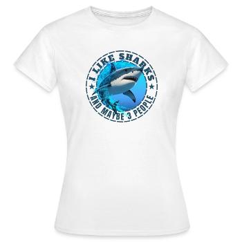 J’AIME LES REQUINS ET PEUT-ÊTRE TROIS PERSONNES - T-shirt Femme - blanc - Devant - AI Model Female 172 dark (172cm)