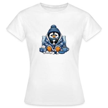 Tenue câline de pingouin d’hiver avec froid - T-shirt Femme - blanc - Devant - AI Model Female 172 dark (172cm)