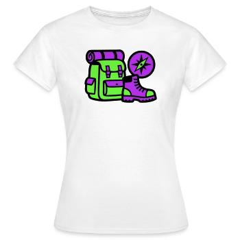 Graphique de boussole pour sac à dos de randonnée - T-shirt Femme - blanc - Devant - AI Model Female 172 dark (172cm)