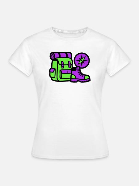 Wanderrucksack Kompass Grafik - Frauen T-Shirt - Weiß
