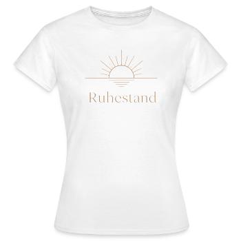 Goldener Ruhestand – Filigrane Buchstaben & Sonne - Frauen T-Shirt - Weiß - Vorne - AI Model Female 172 dark (172cm)