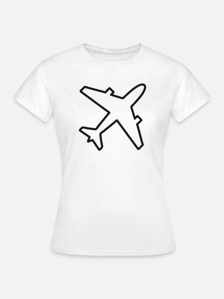 Flugzeuglinien-Icon Luftfahrtflugflugzeug - Frauen T-Shirt - Weiß
