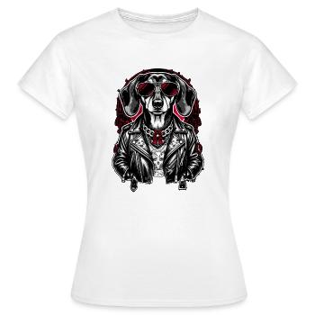 Style de tatouage Rock Dachshund – Streetwear audacieux - T-shirt Femme - blanc - Devant - AI Model Female 172 dark (172cm)