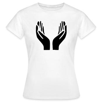 Mains ouvertes Geste de la main - T-shirt Femme - blanc - Devant - AI Model Female 172 dark (172cm)