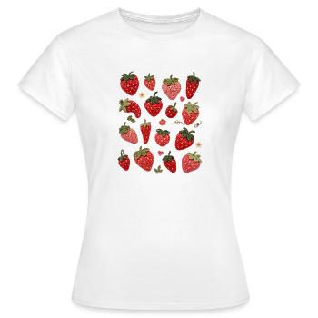 Seize fraises au crochet uniques - T-shirt Femme - blanc - Devant - AI Model Female 172 dark (172cm)