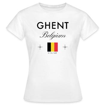 Gent Belgien Koordinaten Reise Souvenir - Frauen T-Shirt - Weiß - Vorne - AI Model Female 172 dark (172cm)